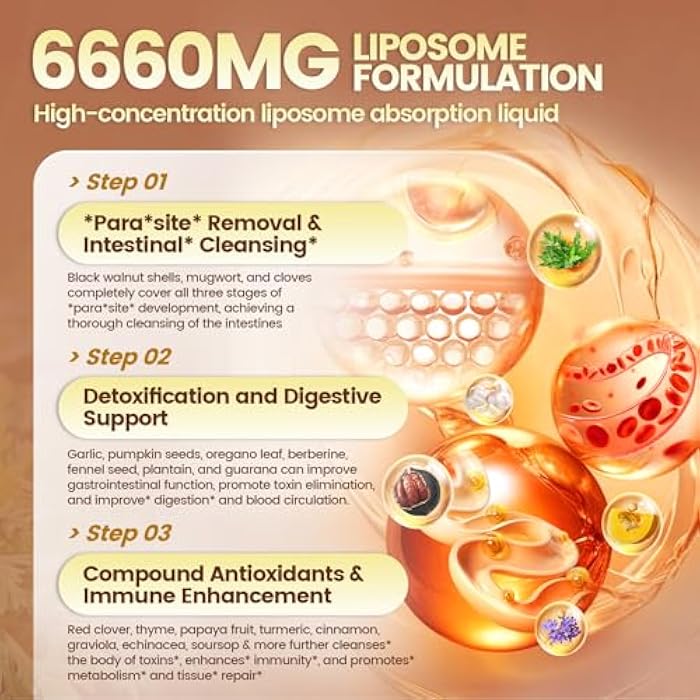 VivoNu 25 في 1 قطرات سائلة من الجوز الأسود والشيح - 6660 ملغ تطهير عشبي للبشر مع السورساوب، الثوم، بذور اليقطين، البربرين، الأوريجانو، الكركم، الإخيناسيا والقرفة، 2 أونصة سائلة (عبوة من 1) - Image 4