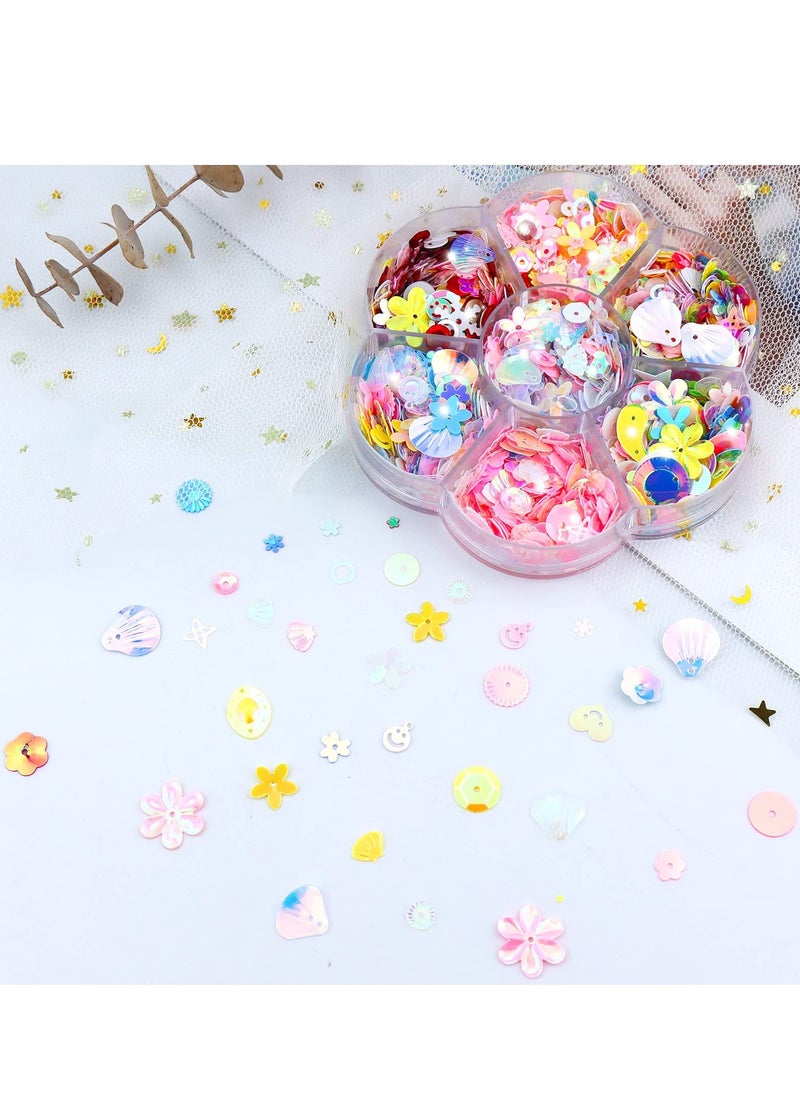 SYOSI - Sequins and Spangles for Crafts, Bulk Loose Sequins, Multi Color Sequin Kids Art Sequins DIY Sequin Supplies for Jewelry Making Handmade Clothes Parties Nails Decorations (1Box) - Image 1