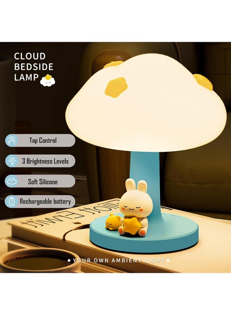 Bebiland Cloud and Bunny Rechargeable Night Light, Safe Soft Silicone Material, 3 Brightness Levels, Tap Control, Warm Light, Toddler Sleeping Lamp, Bedroom Night Lamp, Gift for Baby and Kid (White) - Image 4