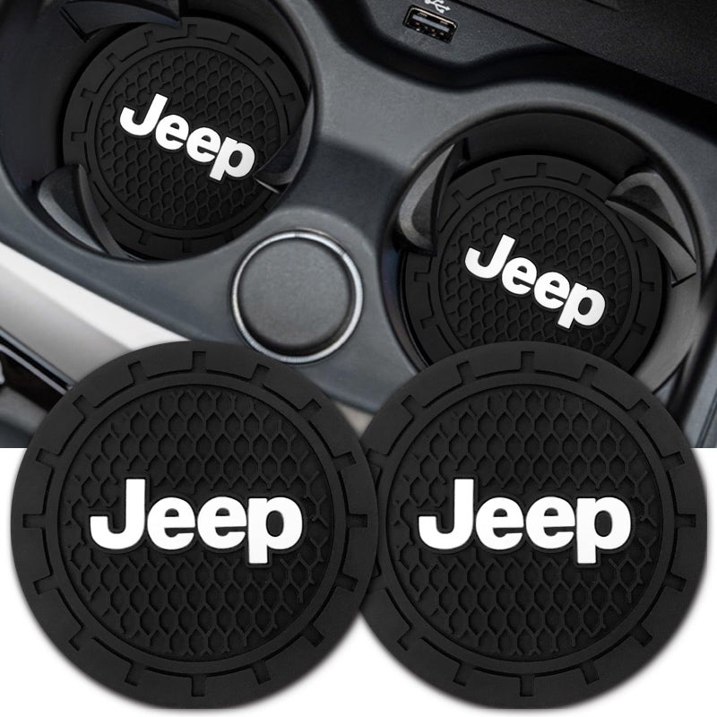 BFIVEANTE Car Cup Holder Coaster for Jeep,Silicone Cupholder Coaster,Car Interior Accessories,2.76 Inch 2 Pieces - Image 1