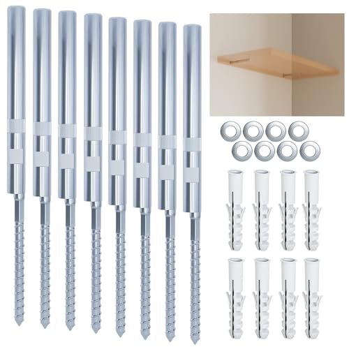BATODA Floating Shelf Bracket (8 pcs) - Blind Shelf Supports - Silver Hidden Brackets for Floating Wood Shelves – Great Invisible Support for Thin Shelf – Shelving Mounting Hardware Included (Pack 8) - Image 1