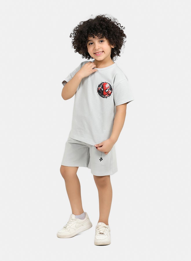 ريمينت طقم شورت الرجل العنكبوت للاولاد بني - Image 2