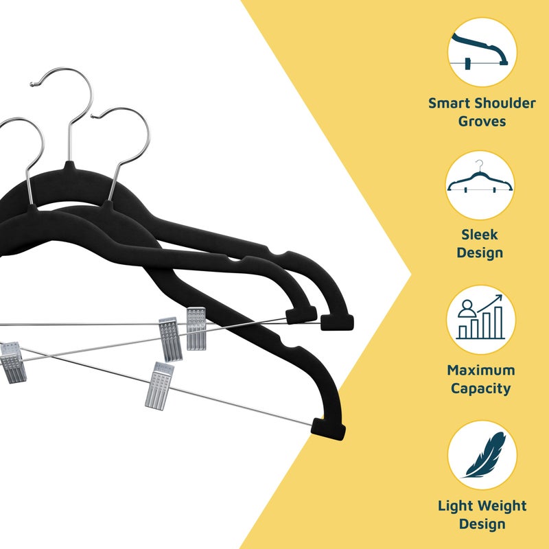 Lifemaster Velvet Skirt Hangers â€“ with Adjustable Clips, 360 Degree Swivel Hook, and Non-Slip Shoulder Notch, Holds Up to 10 lbs, for Organizing Skirt, Pants, Dress, and Clothes, Pack of 10, Black - Image 5