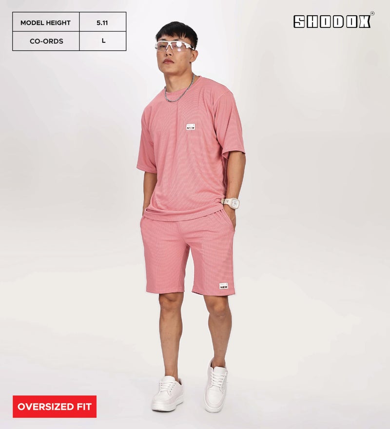 SHODOX® Men’s Solid Relaxed Fit T Shirt and Shorts Set | Casual Summer Wear | Comfortable Stylish Outfit for Men Rose Gold - Image 5