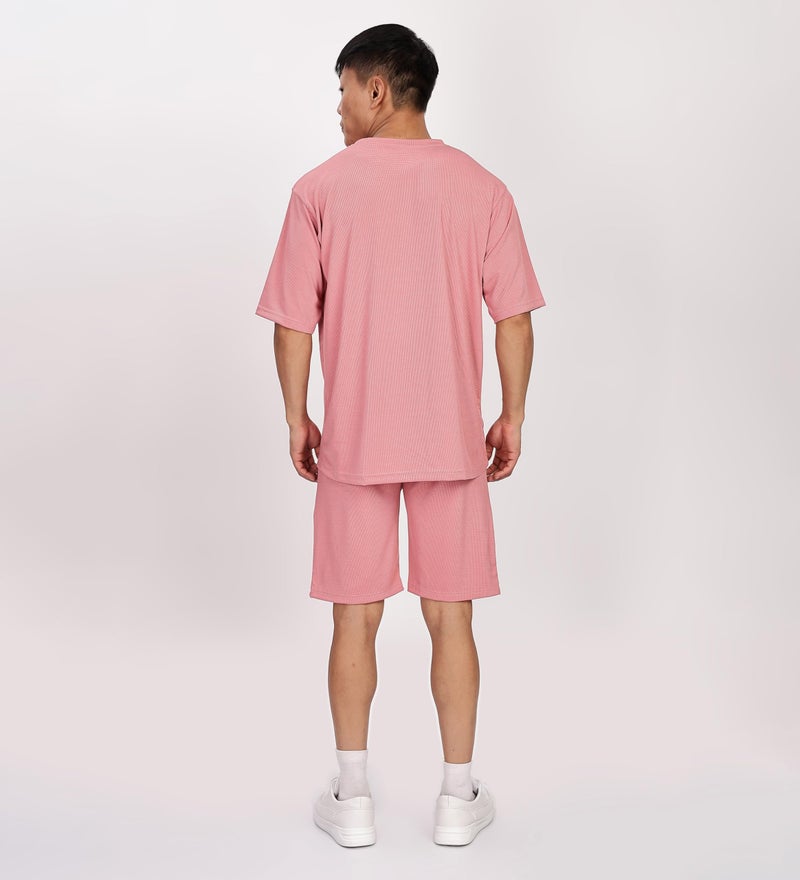 SHODOX® Men’s Solid Relaxed Fit T Shirt and Shorts Set | Casual Summer Wear | Comfortable Stylish Outfit for Men Rose Gold - Image 2