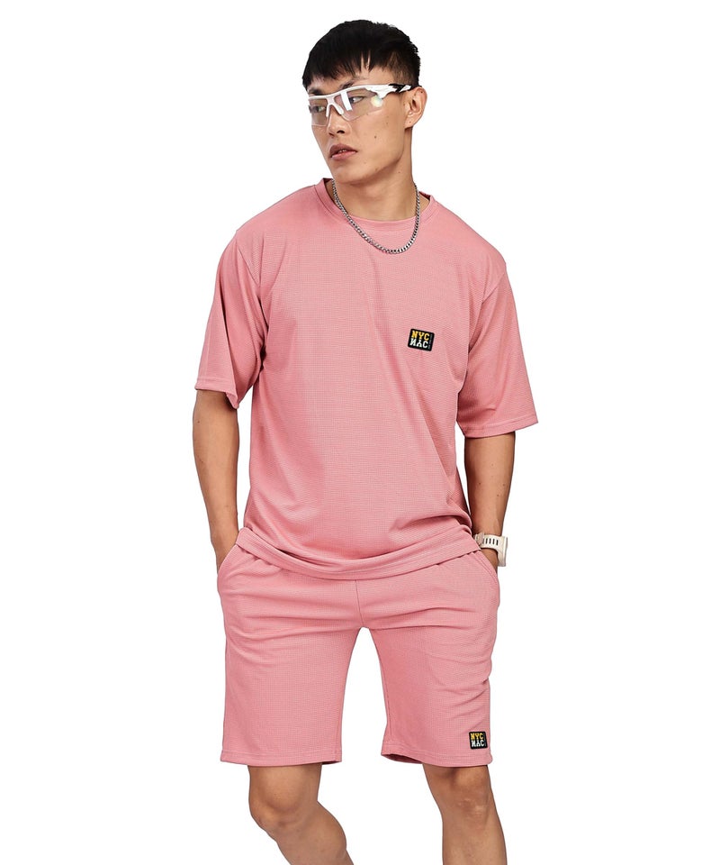 SHODOX® Men’s Solid Relaxed Fit T Shirt and Shorts Set | Casual Summer Wear | Comfortable Stylish Outfit for Men Rose Gold - Image 1