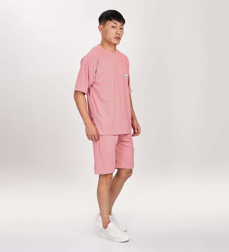 SHODOX® Men’s Solid Relaxed Fit T Shirt and Shorts Set | Casual Summer Wear | Comfortable Stylish Outfit for Men Rose Gold - Image 4