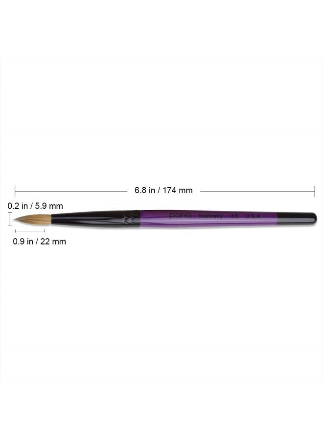 Pana Professional Purple Wood Kolinsky Acrylic Nail Brush (Size: 6, 8, 10, 12, 14, 16, 18, 20, & 22) Pana Brand 100% Pure Kolinsky Hair (Size 6) - Image 2