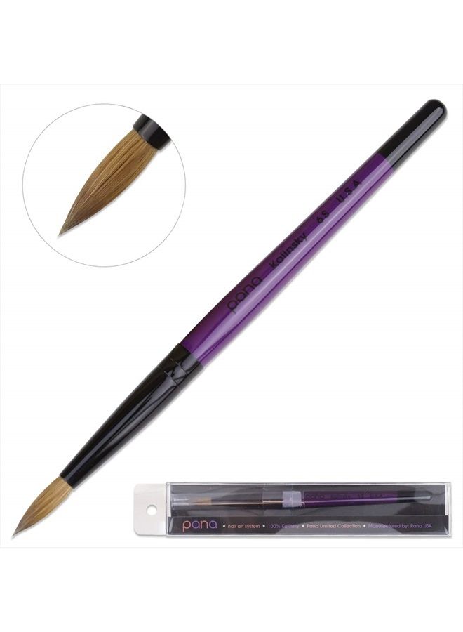 Pana Professional Purple Wood Kolinsky Acrylic Nail Brush (Size: 6, 8, 10, 12, 14, 16, 18, 20, & 22) Pana Brand 100% Pure Kolinsky Hair (Size 6) - Image 1