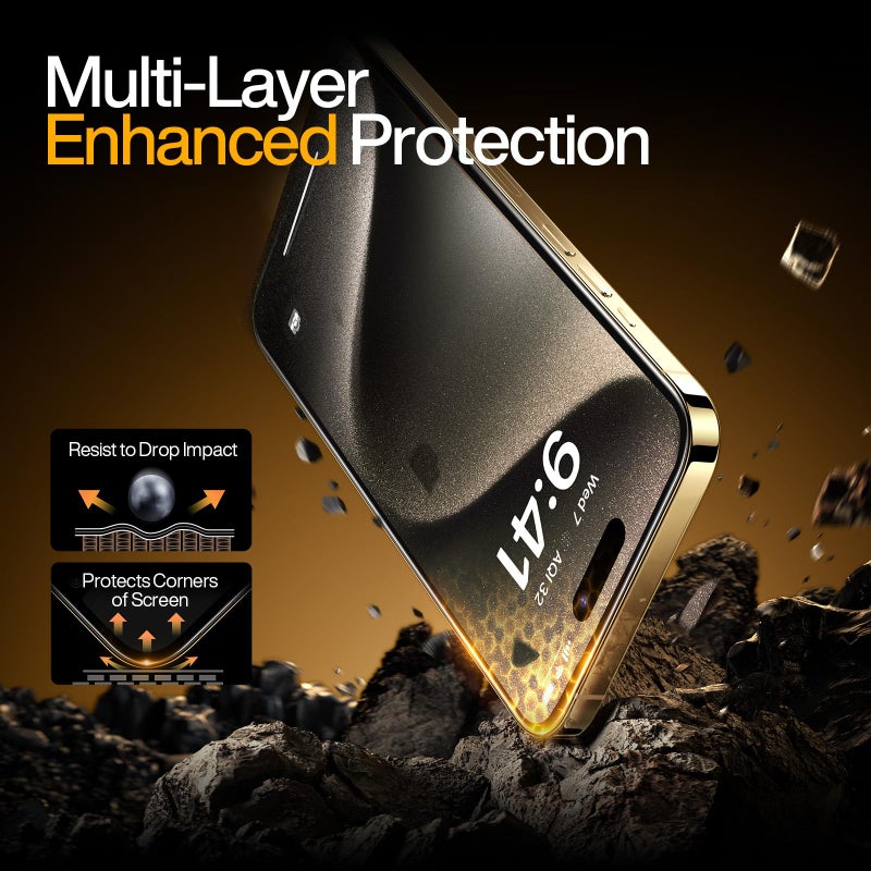 SMARTDEVIL 3 Pack for iPhone 15 Screen Protector, 9H Hardness Military Grade Shatterproof, HD Clear Tempered Glass with Auto Dust-Elimination, Bubble Free, Easy Installation, Case Friendly - Image 5