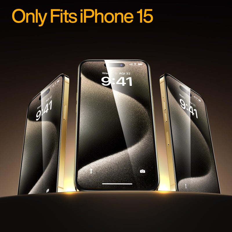 SMARTDEVIL 3 Pack for iPhone 15 Screen Protector, 9H Hardness Military Grade Shatterproof, HD Clear Tempered Glass with Auto Dust-Elimination, Bubble Free, Easy Installation, Case Friendly - Image 2