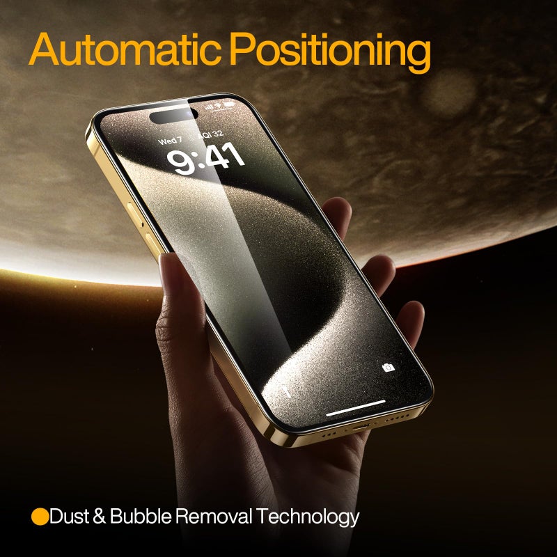 SMARTDEVIL 3 Pack for iPhone 15 Screen Protector, 9H Hardness Military Grade Shatterproof, HD Clear Tempered Glass with Auto Dust-Elimination, Bubble Free, Easy Installation, Case Friendly - Image 4