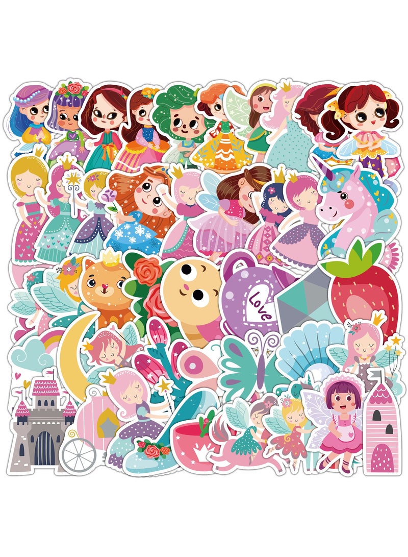 ORAINBOW 50Pcs Cute Princess Stickers for Water Bottles Laptop Aesthetic Stickers Vinyl Reward Anime Girl Stickers for Kids Boys Teens Ideal for Decorating for Mug Guitar Journaling Luggage - Image 1