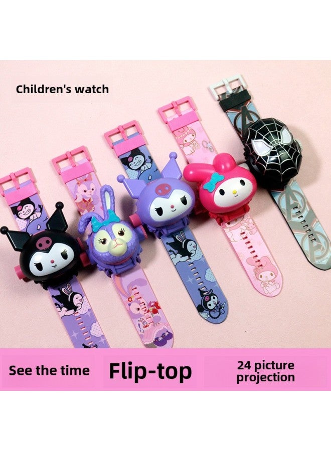 Cartoon Kidsren's Digital Watch Flip Projection Ultra Spider-man Sanrio Kurome Gift Toy-Color:8527 Masked Man - Image 2