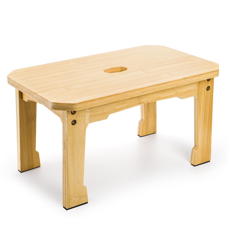 ZAVOOS Bamboo Step Stool, Sturdy Bedside Step Stool with Non-Slip Feet Pads for Kids, Heavy Duty Small One Step Footstool for Bedroom Kitchen Bathroom, 500 Lbs Load Capacity - Image 1