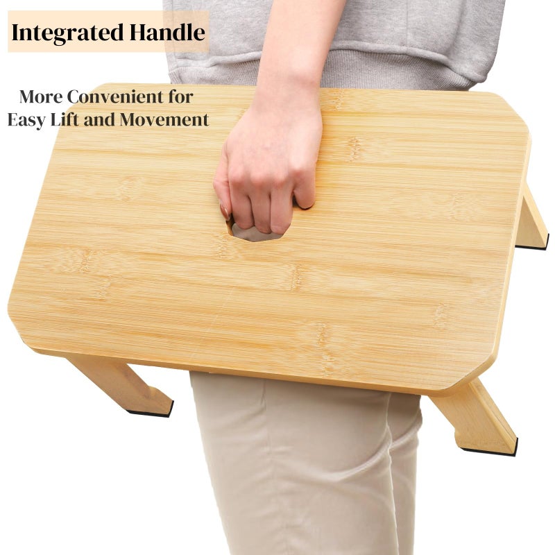ZAVOOS Bamboo Step Stool, Sturdy Bedside Step Stool with Non-Slip Feet Pads for Kids, Heavy Duty Small One Step Footstool for Bedroom Kitchen Bathroom, 500 Lbs Load Capacity - Image 4