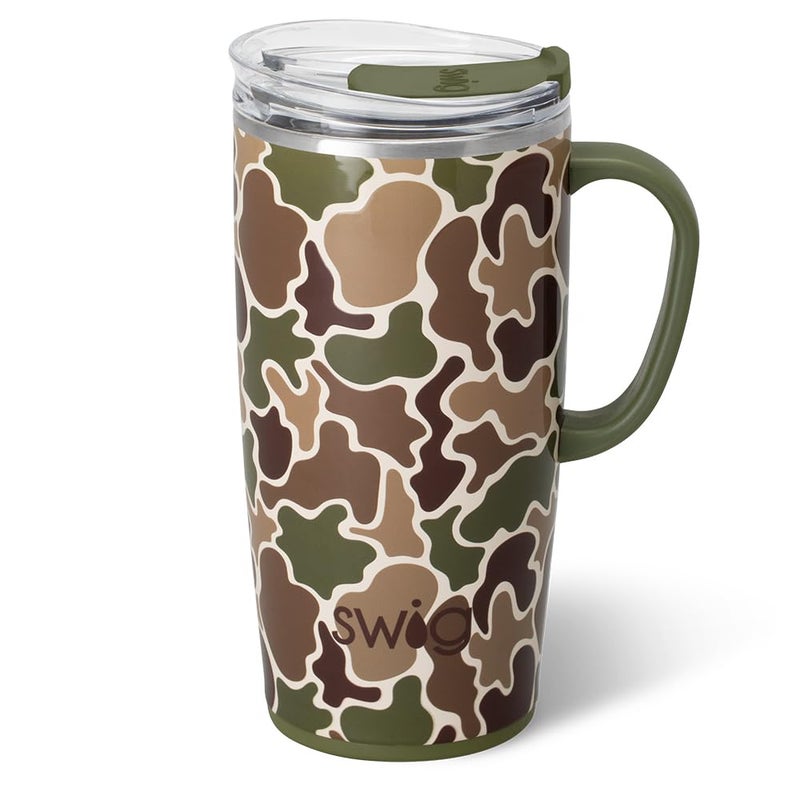 Swig Life 22oz Travel Mug Insulated Tumbler with Handle and Lid Travel Coffee Mug Cup Holder Friendly Stainless Steel 22 oz Tumbler Reusable Insulated with Lid Hunting Camo - Image 2