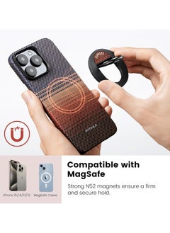 PITAKA PITAKA Ultra Slim Case for iPhone 16 Pro with MagSafe Phone Ring Holder Premium Caseless Look Protective Case Crafted from Durable 600D Aramid Fiber, Ultra-Thin & Lightweight, Scratch-Resistant with Enhanced 3D Grip - Sunset  - Image 5