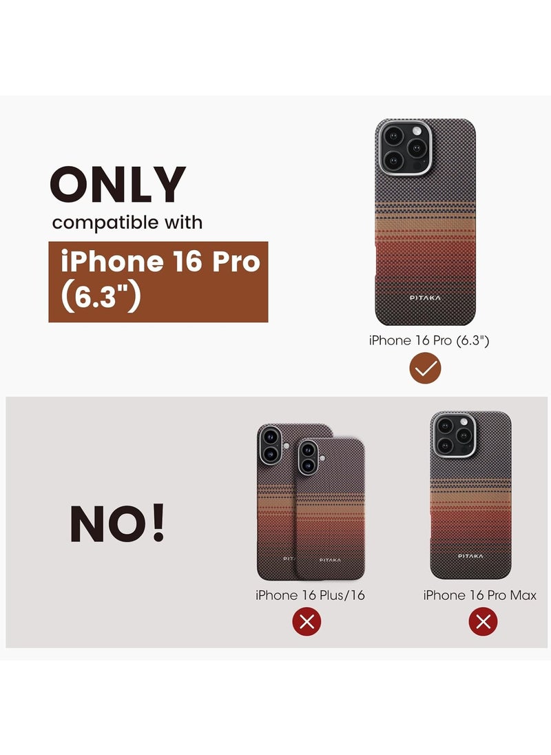 PITAKA - PITAKA Ultra Slim Case for iPhone 16 Pro with MagSafe Phone Ring Holder Premium Caseless Look Protective Case Crafted from Durable 600D Aramid Fiber, Ultra-Thin & Lightweight, Scratch-Resistant with Enhanced 3D Grip - Sunset - Image 1