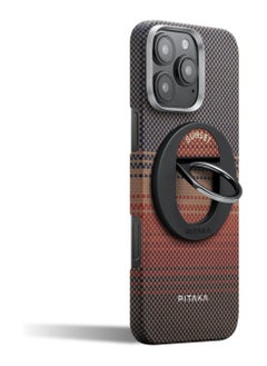 PITAKA PITAKA Ultra Slim Case for iPhone 16 Pro with MagSafe Phone Ring Holder Premium Caseless Look Protective Case Crafted from Durable 600D Aramid Fiber, Ultra-Thin & Lightweight, Scratch-Resistant with Enhanced 3D Grip - Sunset  - Image 1
