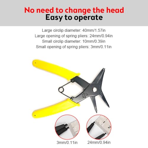 MECRAAF® 2 in 1 Multifunction Snap Ring Circlip Pliers External Internal Retaining Ring Spring Installation Removing Reassembling| Dual-purpose Retaining Ring Plier | Straight Lock Ring Pliers - Image 4