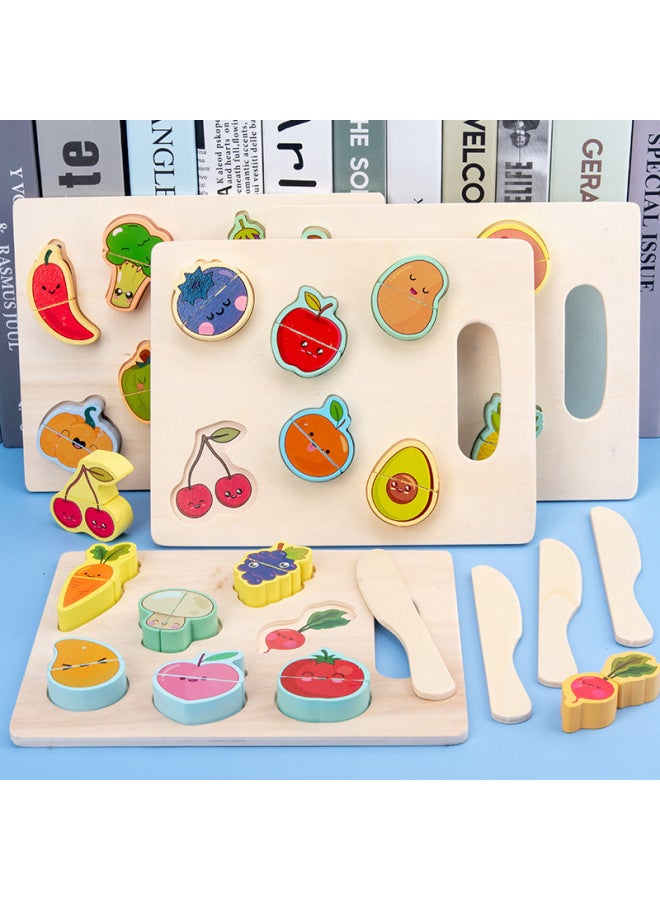 Fruit Cutting Music Watching Three-dimensional Puzzle Children's Puzzle Early Education Fruit And Vegetable Cognition Play House Puzzle Building Blocks-Color:Fruit Cut To See For Apple Style  - Image 2