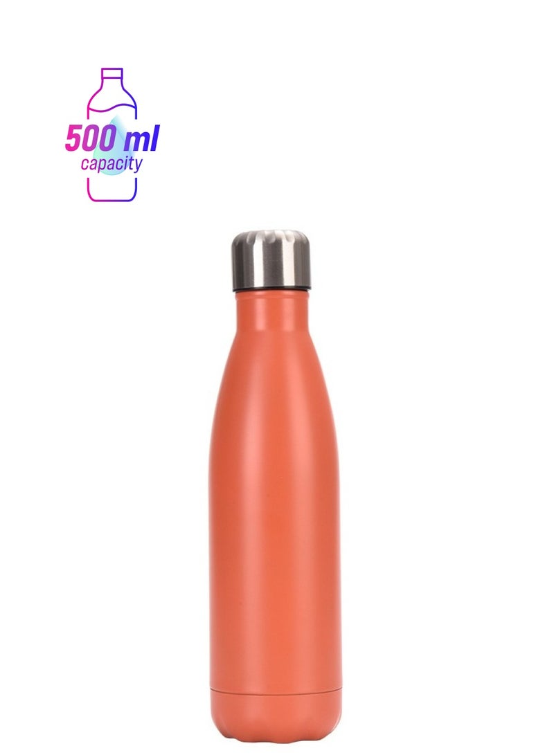 500ml Double-Layer Stainless Steel Insulated Cup Large Capacity Cola Bottle Sports Water Cup Vacuum Flask Simplicity Atmosphere