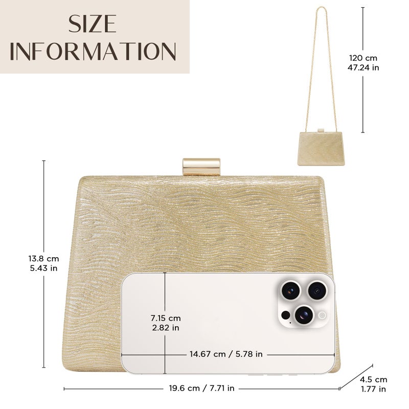 CHUNLI Sparkly Clutch Purses for Women Formal, Glitter Evening Bag with Detachable Chain for Wedding Prom Cocktail, Gold - Image 4