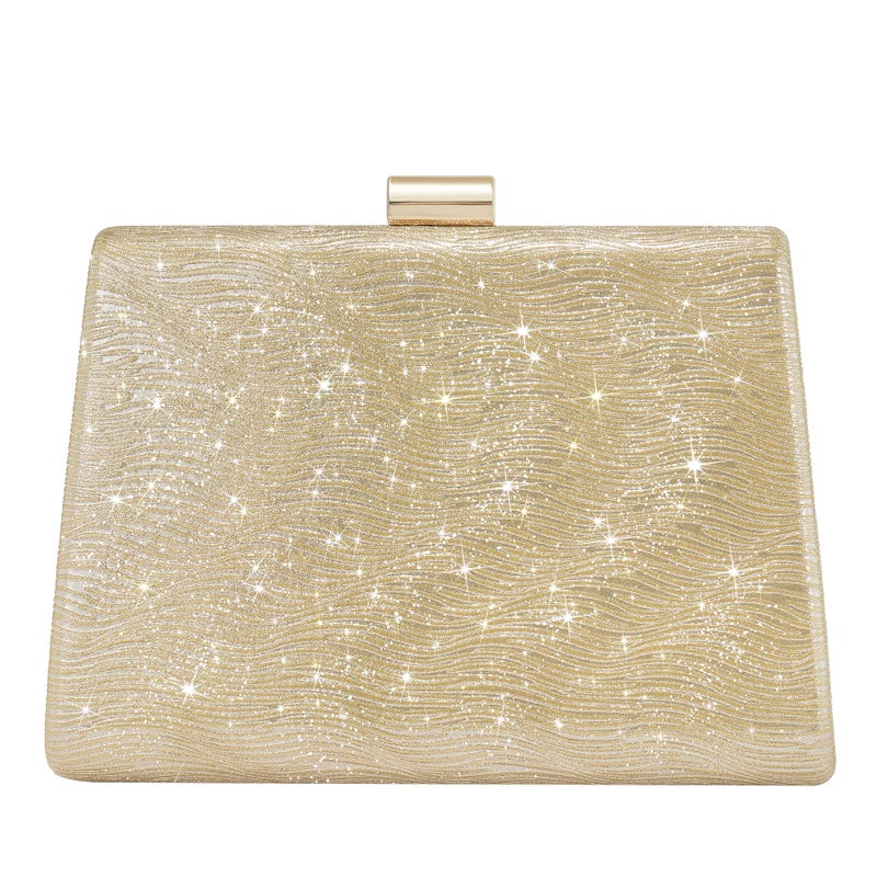 CHUNLI Sparkly Clutch Purses for Women Formal, Glitter Evening Bag with Detachable Chain for Wedding Prom Cocktail, Gold - Image 1