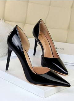 BIGTREE Women's Bright Fashionable Stiletto Pumps 10.5 cm Elegant Gorgeous Closed Pointed Toe Slip On Solid High Heels Black  - Image 2