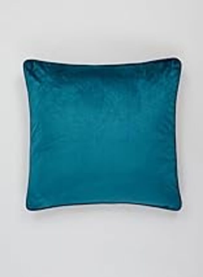 Matalan Velvet Cushion, 55 cm x 55 cm Size, Teal