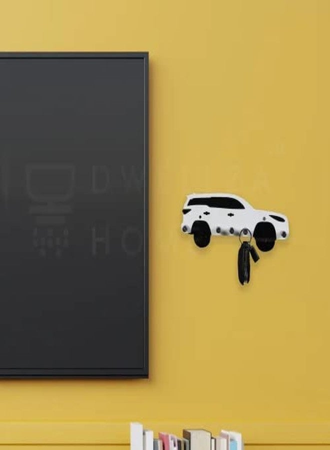 BARCROCK Premium Fortuner Key Wall Holder for Home Key Stand for Wall Key Hanger 5 Hooks Black & White - Image 3