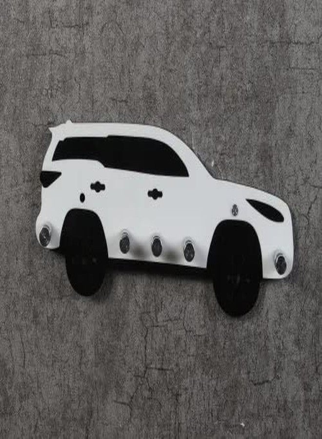 BARCROCK Premium Fortuner Key Wall Holder for Home Key Stand for Wall Key Hanger 5 Hooks Black & White - Image 1
