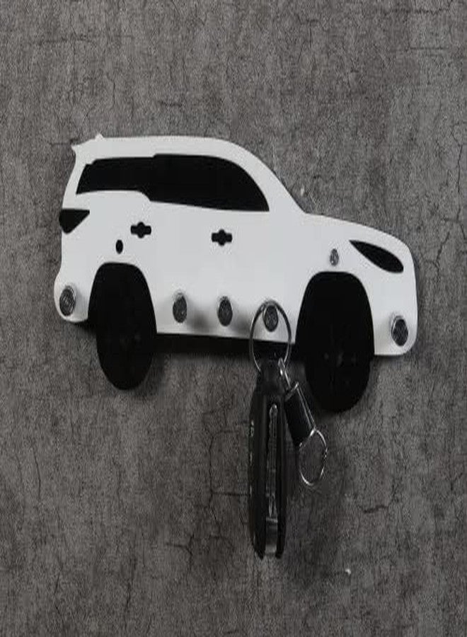 BARCROCK Premium Fortuner Key Wall Holder for Home Key Stand for Wall Key Hanger 5 Hooks Black & White - Image 2