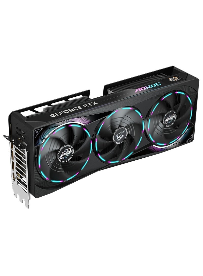 AORUS GeForce RTX™ 5080 MASTER 16GB GDDR7 Graphics Card, NVIDIA Blackwell Architecture, WINDFORCE Cooling System, Hawk Fan, Dual BIOS (Performance/Silent), RGB Halo, LCD Edge View, Composite Metal Grease, Server-Grade Thermal Gel, Reinforced Structure, Versatile VGA Holder | GV-N5080M-16GD  - Image 2