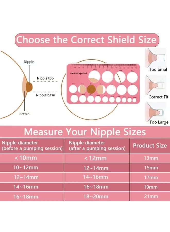 ColaBear Breast Pump Inserts Flange Sizing Kit 13mm 15mm 17mm 19mm 21mm with Nipple Ruler BPA Free Silicone Flange Insert Compatible with Momcozy S12 Pro S9 Pro Spectra S1 S2 Nursing Pumping Essentials for Daily Use - Image 3