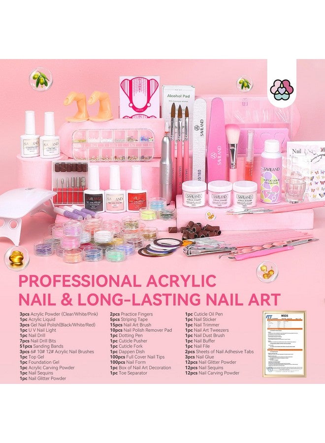 SAVILAND Acrylic Nail Kit with Drill: Professional Nail Kit Acrylic Set for Beginners with Everything Acrylic Powder Gel Nail Polish Nail Decoration U V Nail Light Gift Home Salon Christmas Gift Set - Image 2