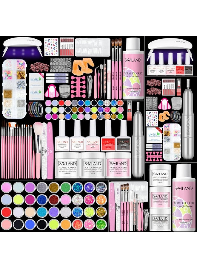 SAVILAND Acrylic Nail Kit with Drill: Professional Nail Kit Acrylic Set for Beginners with Everything Acrylic Powder Gel Nail Polish Nail Decoration U V Nail Light Gift Home Salon Christmas Gift Set - Image 1