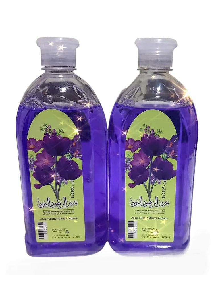 MAYWAY Shower gel, Abeer Al-Zohour, 2 pieces, the size of the piece is 700 ml