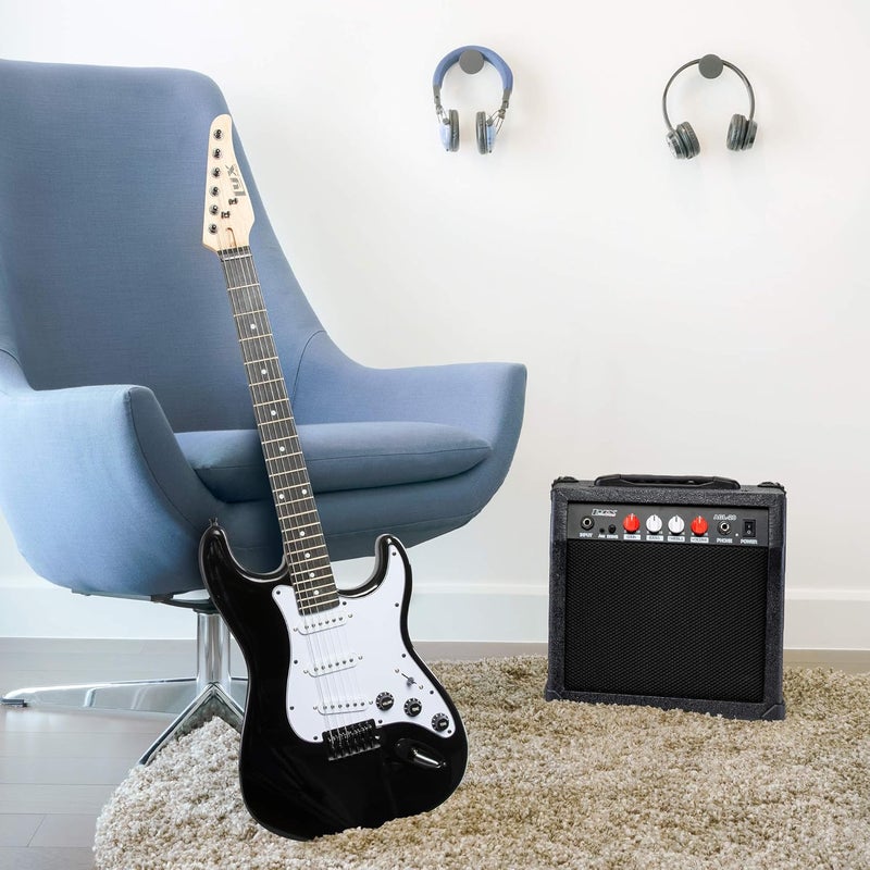 LyxPro Electric Guitar Amp 20 Watt Amplifier Built in Speaker Headphone Jack and Aux Input Includes Gain Bass Treble Volume and Grind - Black - Image 5