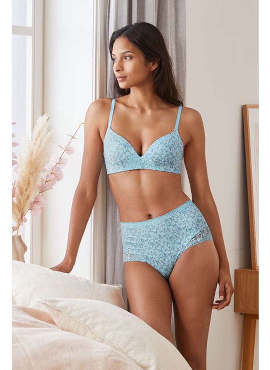 Tchibo Women Floral High Waist Shorty Panty, Turquoise  - Image 1