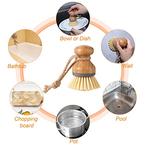 Zopeal 4 Pieces Kitchen Soap Dispenser Set 16 oz Dish Soap Dispenser with Bamboo Pump Soap Tray and Dish Brush Bathroom Soap Dispenser Set with Waterproof Labels for Hand Soap Dish Lotion (White) - Image 5