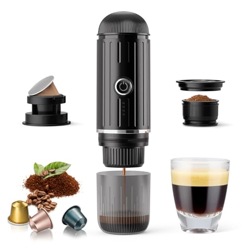 RECAFIMIL Portable Electric Espresso Machine, Travel Coffee Maker for Camping, Car Self-Heating Coffee Machine with USB-C, Compatible With NS Capsules & Ground Coffee, Portable Coffee Maker for Hiking,RV,Office - Image 1