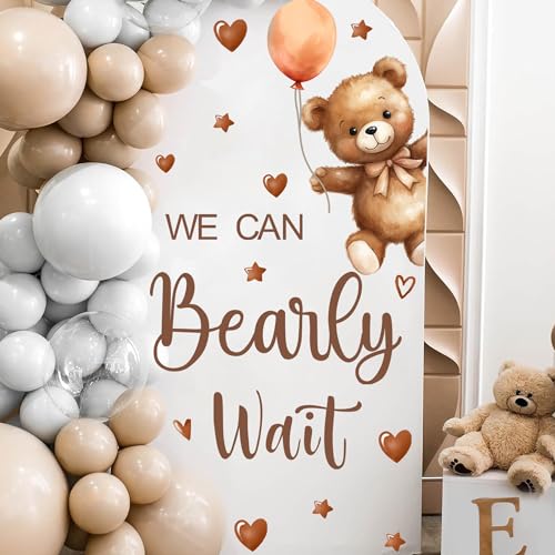 HATARU Baby Shower Sign Decorations Decal We Can Bearly Wait Sign for Backdrop Gender Reveal Party Decoration for Balloon Arch Boy or Girl Sticker Baby Bear Welcome Signs for Pregnancy Party Photo Background - Image 1