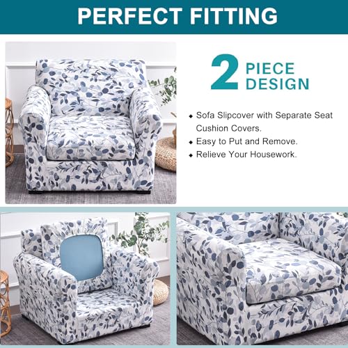 KRFOONN 2 Piece Chair Covers Printed Sofa Covers Couch Covers Washable Armchair Sofa Couch Slipcover Furniture Protector with Elastic Bottom for Living Room (Armchair, 15), Small - Image 2