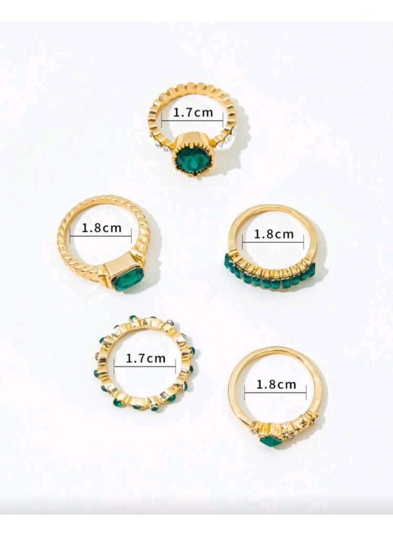 Shein 5 pcs/set Alloy Geometric  Rhinestone Simple Ring (butterfly Shapes May Vary In Color & Texture, Rhinestone May Come In Different Sizes) - Image 3