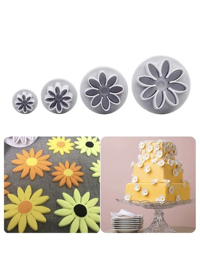 YAFIYGI 4PC Chrysanthemum 8Petals Daisy Plunger Cutter Gerbera Flower Fondant Supplies Cutting Set Cookie Cutter Decorating Mold Tools Decoration Embossing Tool - Image 2