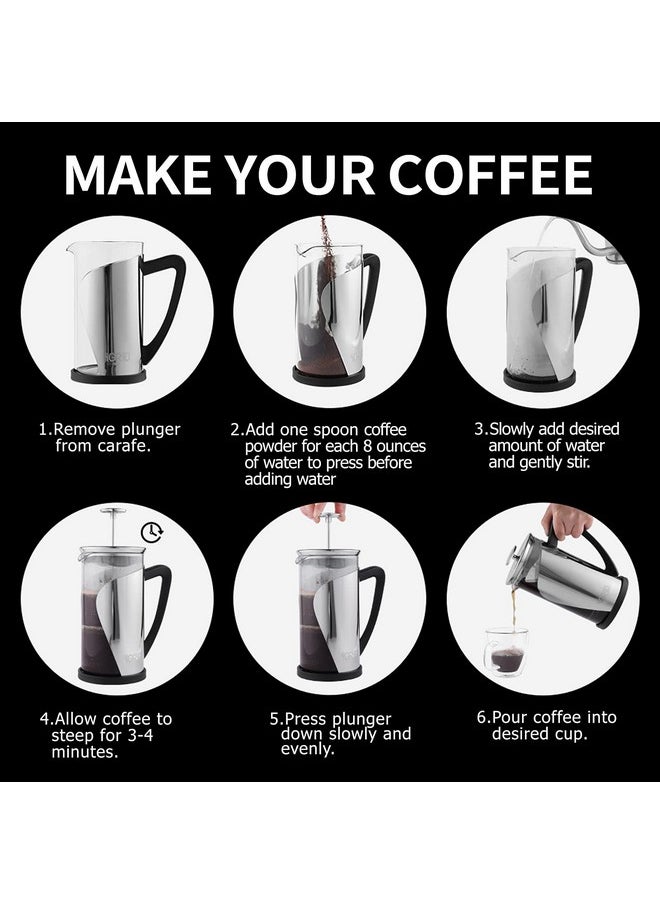 أي جريد ماكينة تحضير القهوة والشاي iGRiD French Press بسعة 1000 مل مع 4 مستويات من الترشيح الفائق، ماكينة تحضير القهوة المصنوعة من الفولاذ المقاوم للصدأ  - Image 3