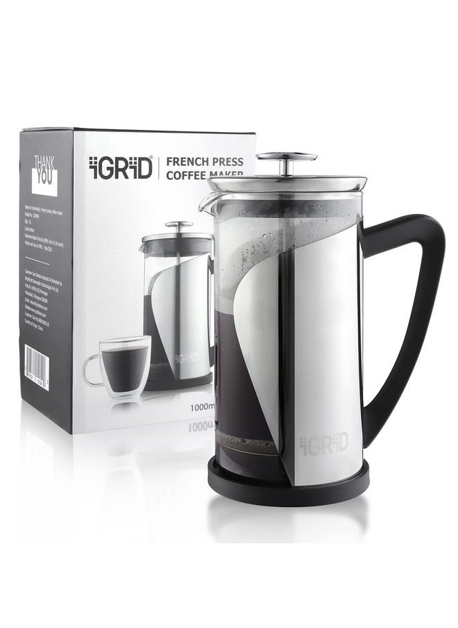 أي جريد ماكينة تحضير القهوة والشاي iGRiD French Press بسعة 1000 مل مع 4 مستويات من الترشيح الفائق، ماكينة تحضير القهوة المصنوعة من الفولاذ المقاوم للصدأ  - Image 5