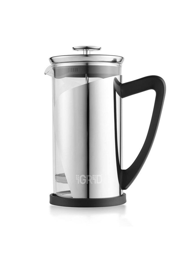 أي جريد ماكينة تحضير القهوة والشاي iGRiD French Press بسعة 1000 مل مع 4 مستويات من الترشيح الفائق، ماكينة تحضير القهوة المصنوعة من الفولاذ المقاوم للصدأ  - Image 1